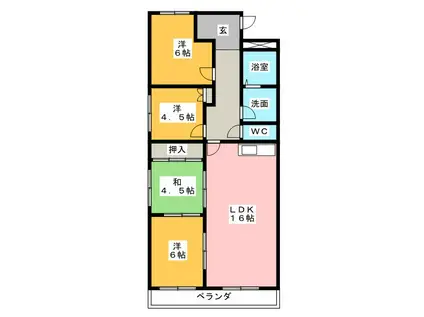 ルポール東浜(4LDK/4階)の間取り写真