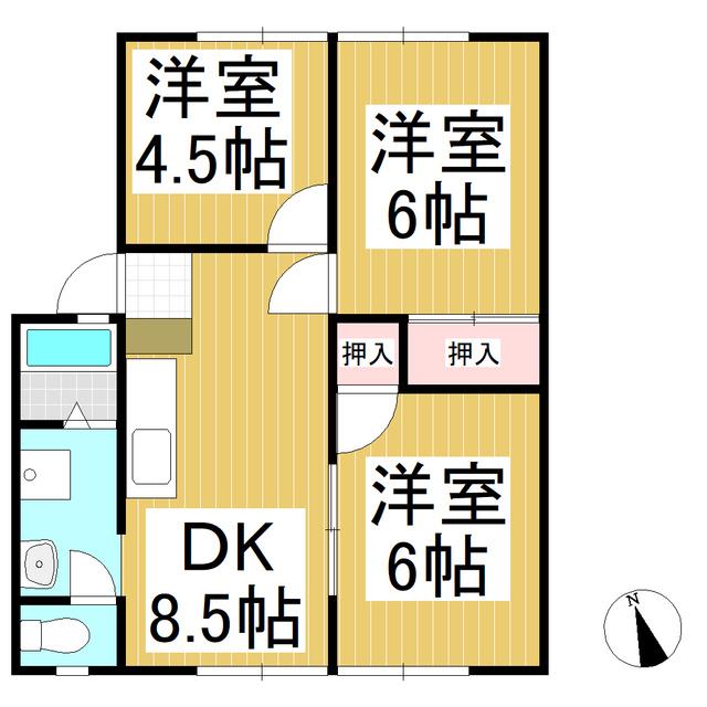 アップルコーポ(3DK/1階)の間取り写真