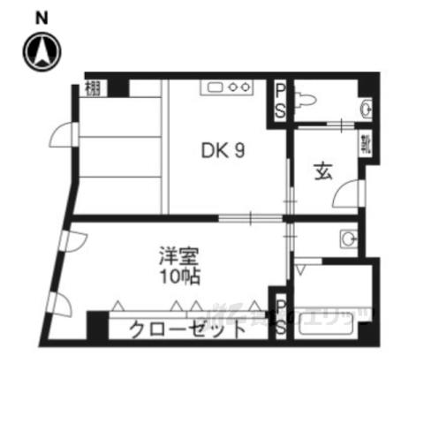阪急京都線 京都河原町駅 徒歩5分 5階建 築37年(1DK/5階)の間取り写真