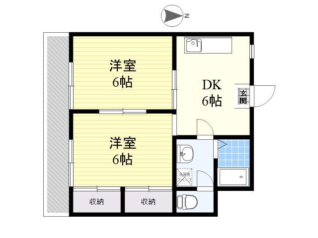 グリーンシティ雄城台(2DK/3階)の間取り写真