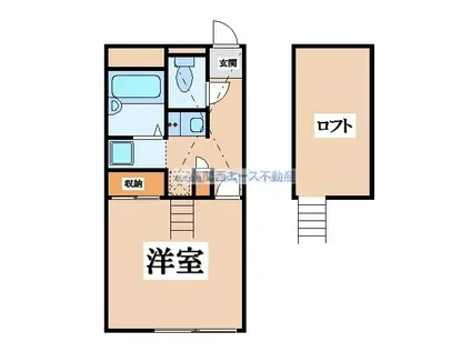 レオパレス清瀧B(1K/2階)の間取り写真