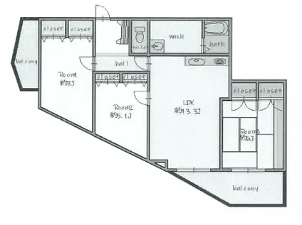 グランドシャトー西明石(3LDK/3階)の間取り写真