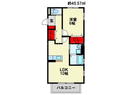 ビューテラス清田Ⅲ(1LDK/1階)の間取り写真