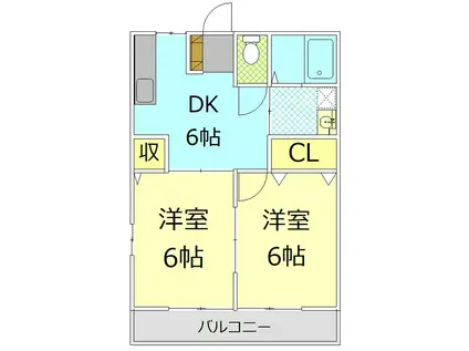 ホルン I(2DK/1階)の間取り写真