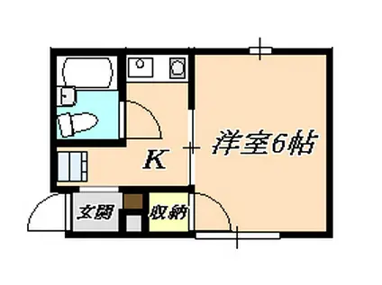 下山手ハイツ(1K/2階)の間取り写真