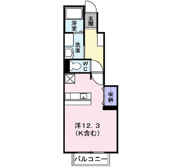 プラシード(ワンルーム/1階)の間取り写真