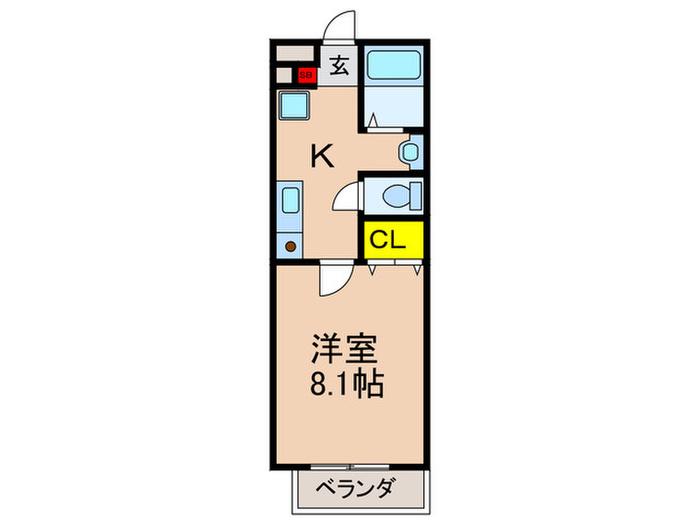 ハイツ陽だまり(1K/2階)の間取り写真