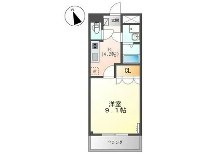 コンフォール(1K/2階)の間取り写真