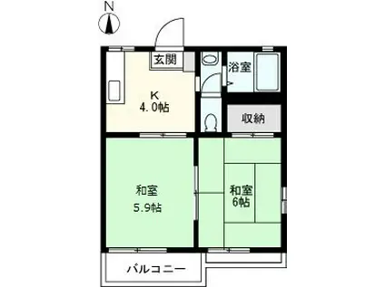 アクアポリスB(2K/1階)の間取り写真