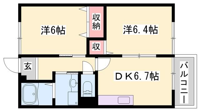 セトルレジデンス(2DK/1階)の間取り写真