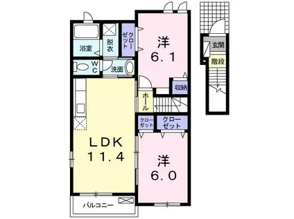 ALBA CASA II(2LDK/2階)の間取り写真