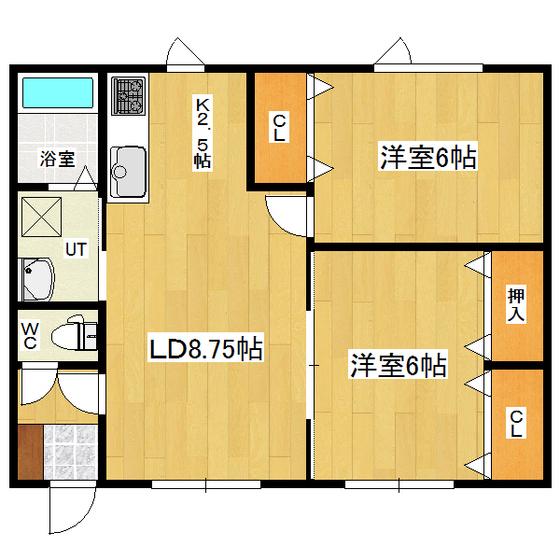 ラポール(2LDK/2階)の間取り写真