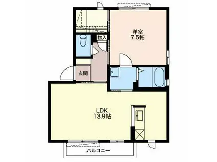 ファミリエ(1LDK/1階)の間取り写真
