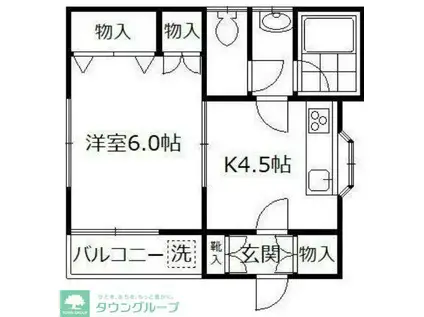 Cユーノス(1K/1階)の間取り写真