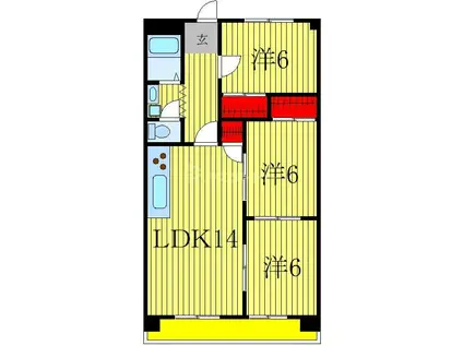 サンライフ倉橋(3LDK/3階)の間取り写真