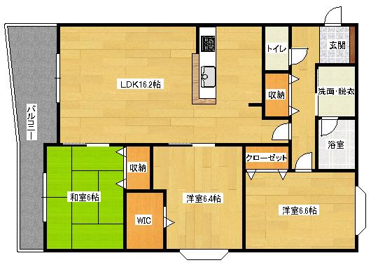 VERDURE川内(3LDK/3階)の間取り写真