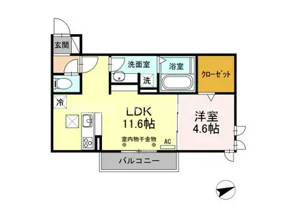 クレアンジュ(1LDK/1階)の間取り写真