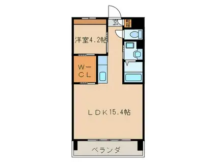 ペルル清華(1LDK/2階)の間取り写真