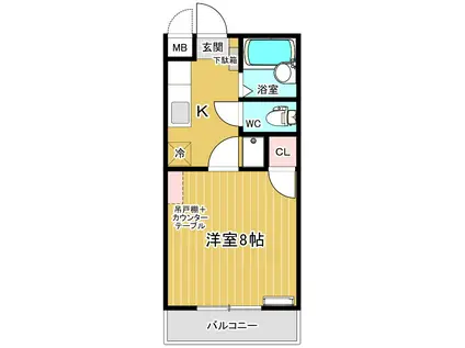 シンセイマンション(1K/4階)の間取り写真