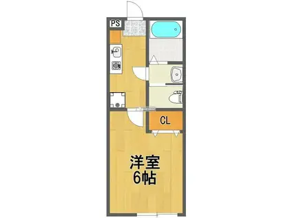 フラットONE(1K/1階)の間取り写真
