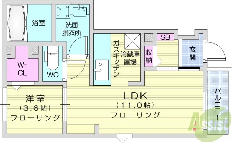 ドリーマー(1LDK/1階)の間取り写真