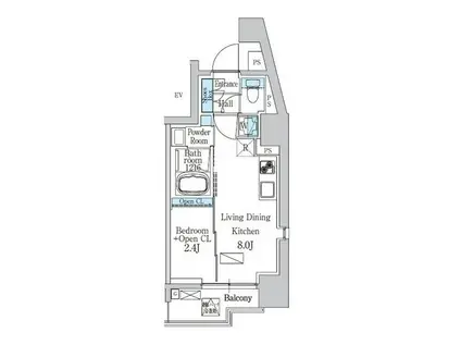 デュオフラッツ品川戸越(1LDK/9階)の間取り写真