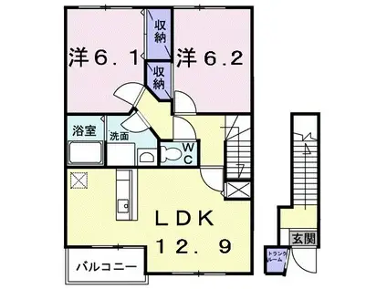 イターナルリヴァサイドハウスB(2LDK/2階)の間取り写真