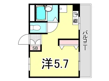 夙川ハイツ・AIOI(1K/2階)の間取り写真