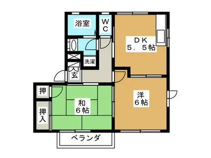 ノースドミール(2DK/2階)の間取り写真