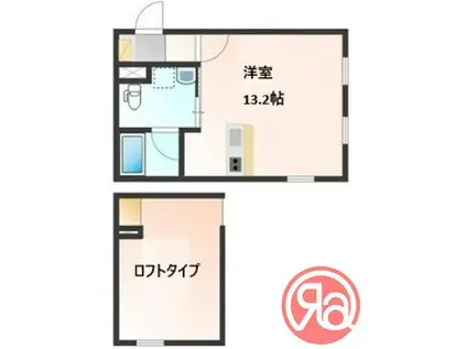 セリーナ田辺(ワンルーム/2階)の間取り写真