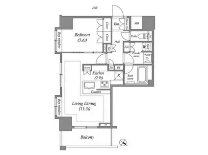 ザ・レジデンス赤坂檜町(1LDK/10階)の間取り写真