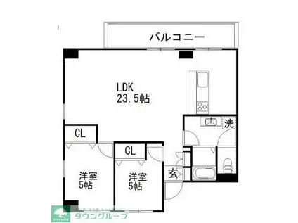 白樺フラッツ(2LDK/5階)の間取り写真