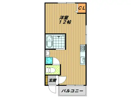 青木ビル(ワンルーム/1階)の間取り写真