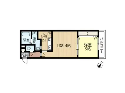 BILLS 桔梗(1LDK/3階)の間取り写真