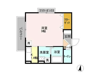 グランデ大西(1K/2階)の間取り写真