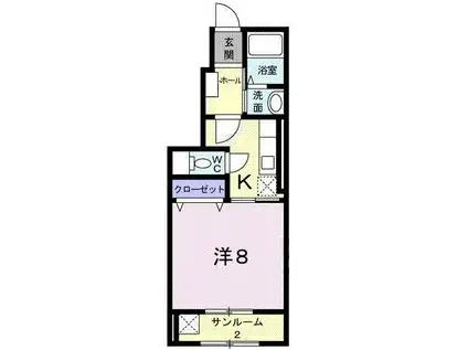 ルメルシエ(1K/1階)の間取り写真