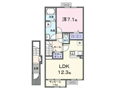 アムール・K(1LDK/2階)の間取り写真