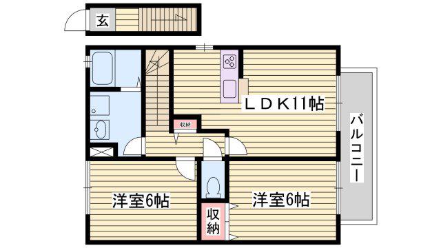 コンフォート高町I(2LDK/2階)の間取り写真