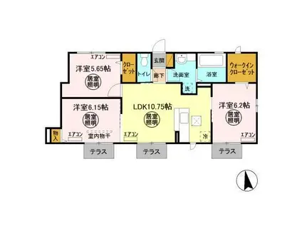 セリナ木更津 B(3LDK/1階)の間取り写真