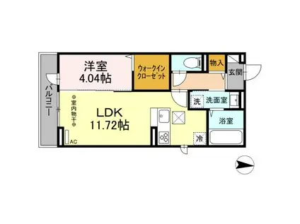 PARK VINA Ⅱ(1LDK/2階)の間取り写真