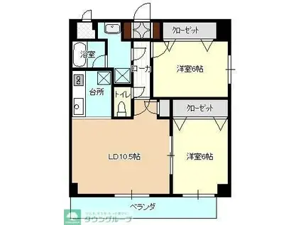 ペルシモン西海岸(2LDK/2階)の間取り写真