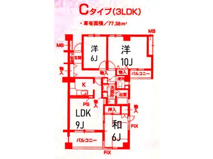 アーヴァイン山太(3LDK/4階)の間取り写真