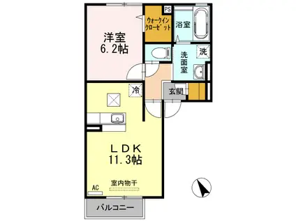 ルーヴェン ブルン(1LDK/1階)の間取り写真