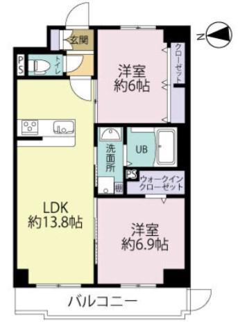エルグランド二日市(2LDK/3階)の間取り写真