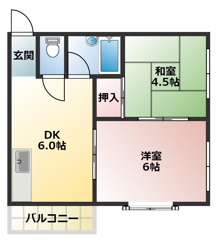 三幸ハイツ(2DK/2階)の間取り写真