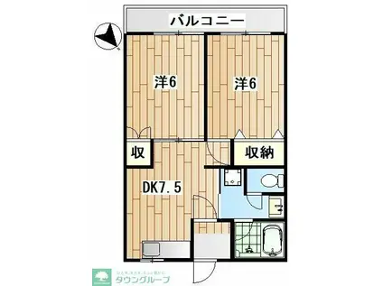 ニューライフときわ(2DK/3階)の間取り写真