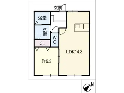 アンソレイユ(1LDK/2階)の間取り写真