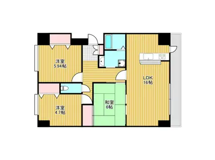 ウイング旭ヶ丘(3LDK/4階)の間取り写真