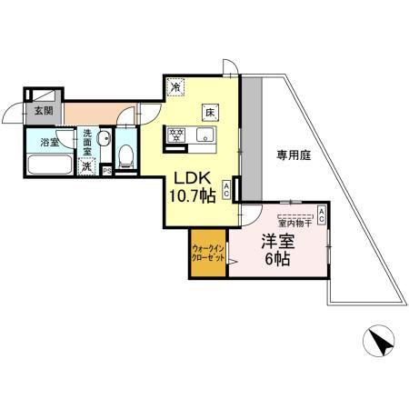 GRAND D-ROOM大秋(1LDK/1階)の間取り写真
