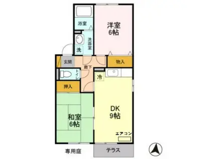 オリエンス(2DK/1階)の間取り写真